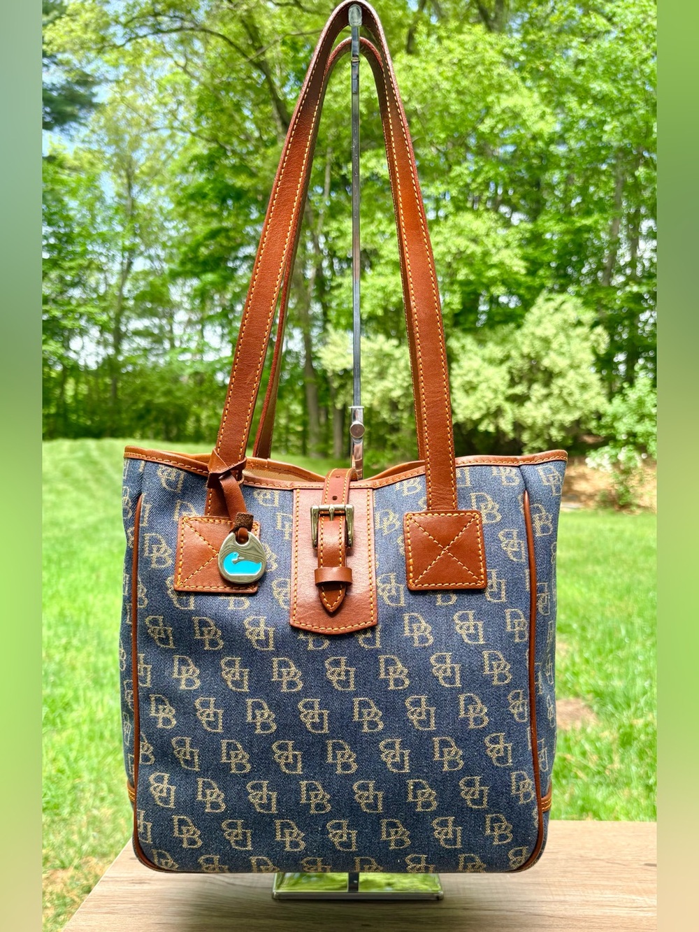 Dooney & Bourke Monogram Denim & Leather Tote!